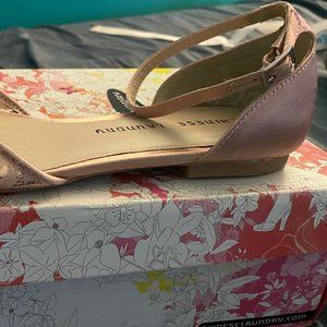 pink satin chinese laundry flats